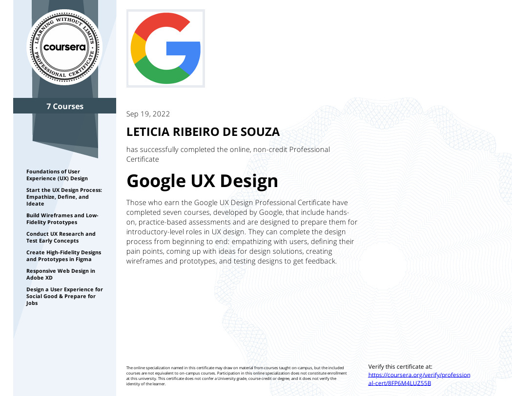 Coursera — Google UX Design