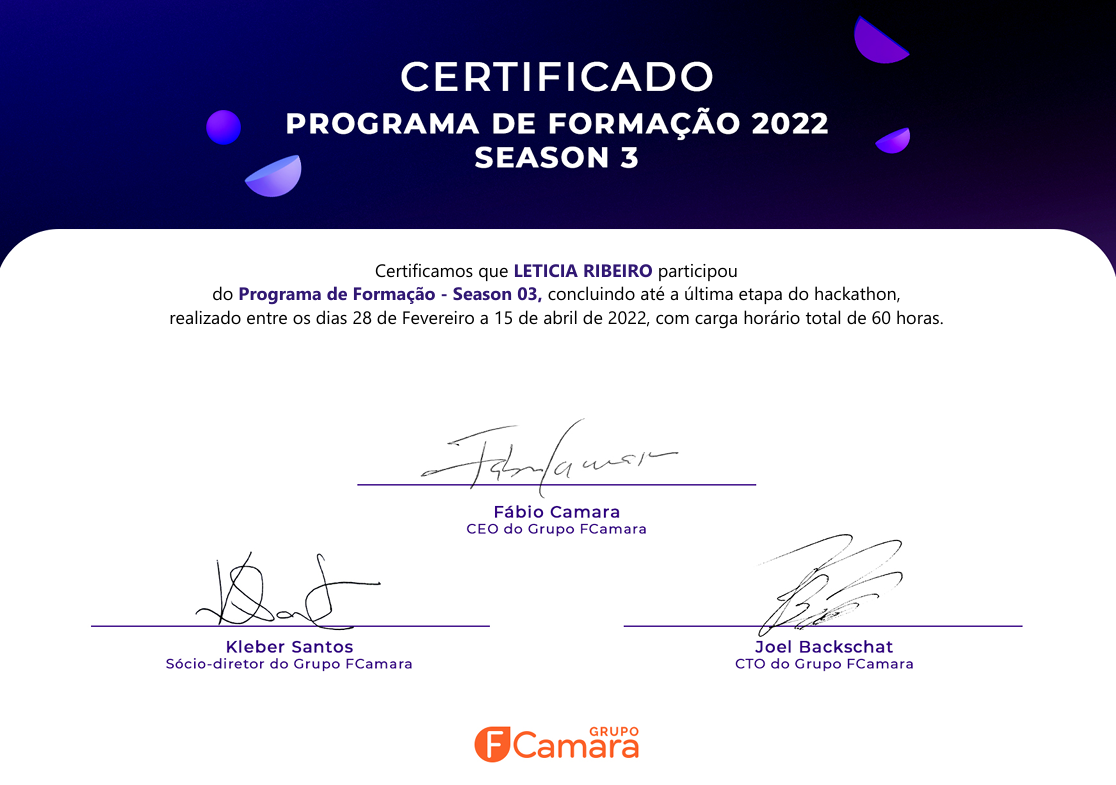 FCamara — Programa de Formação, Season 3